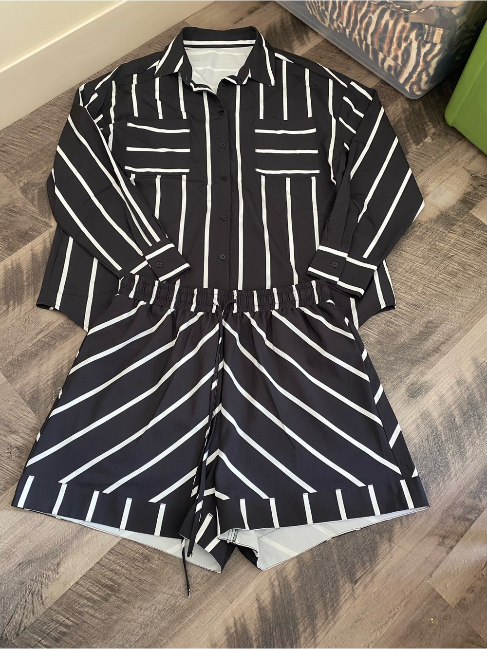 Black & White Striped Two-Piece Set